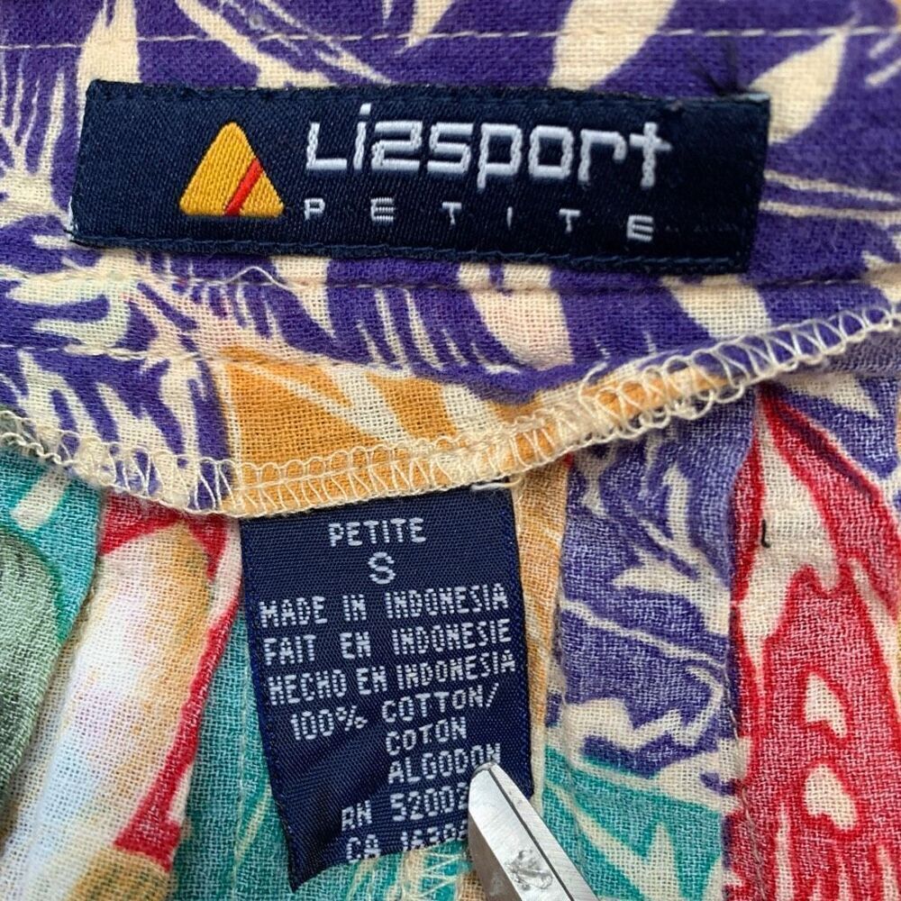 Vintage 90s Petite Skirt Colorful Tropical Hibiscus Floral Midi Wrap Bow Detail - Picture 8 of 10